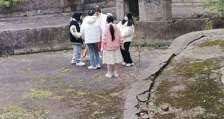 同学们在认真清理垃圾